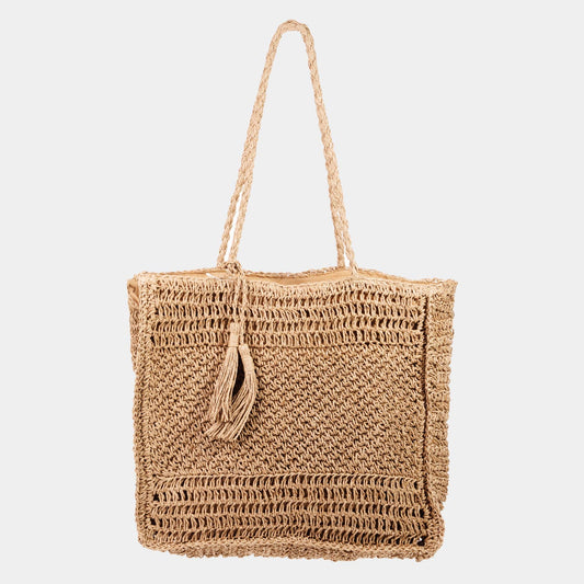 Straw Knit Tote Bag