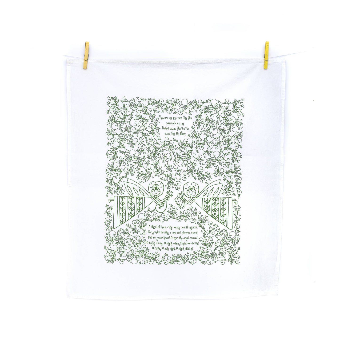 "O Holy Night" Christmas Hymn Tea Towel