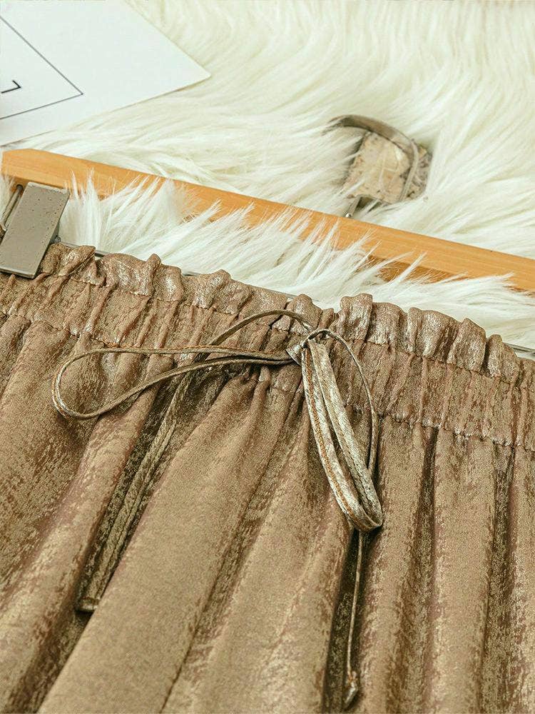 Gold Foil Lined Wide Leg Pants- gold