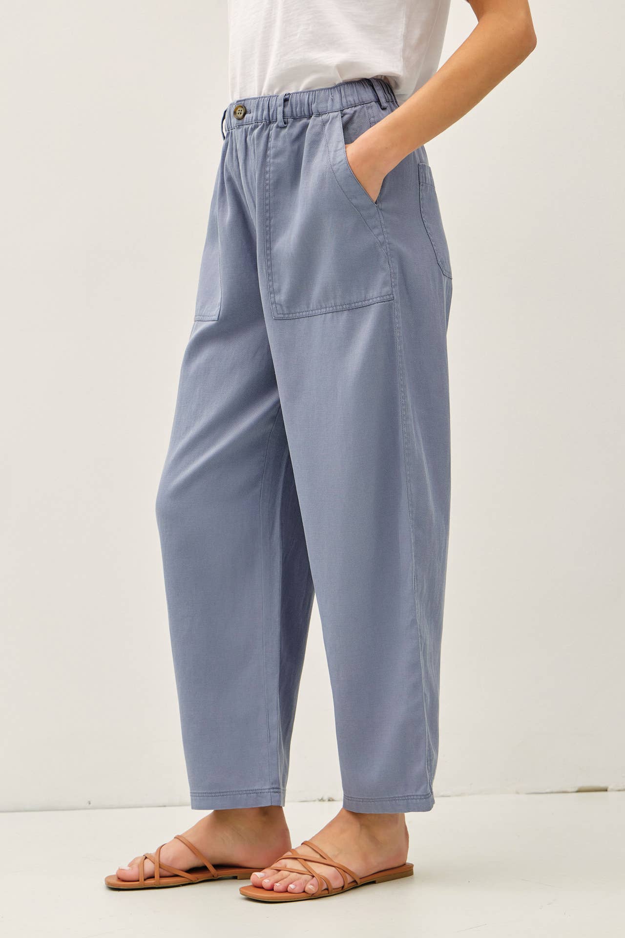 Soft Tencel Wide Leg Pants – Dusty Blue