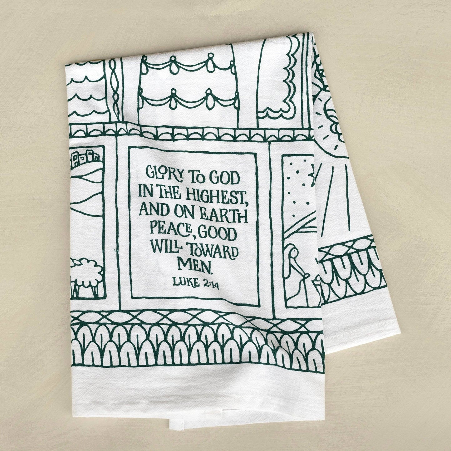 Glory To God Christmas Tea Towel