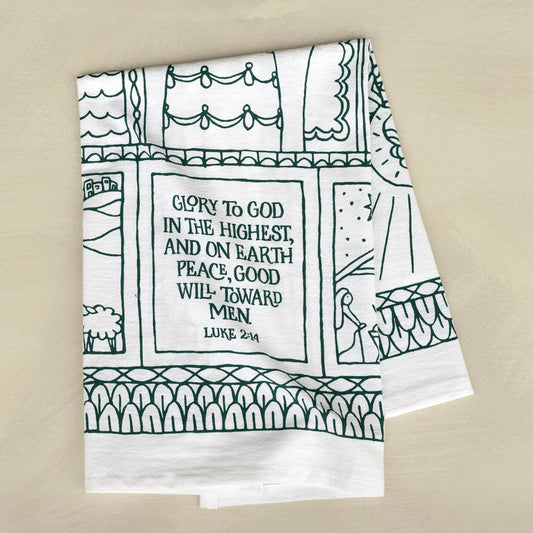 Glory To God Christmas Tea Towel