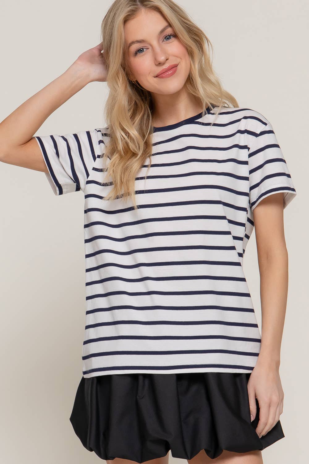 Black and White Short Sleeve Crew Neck Tee