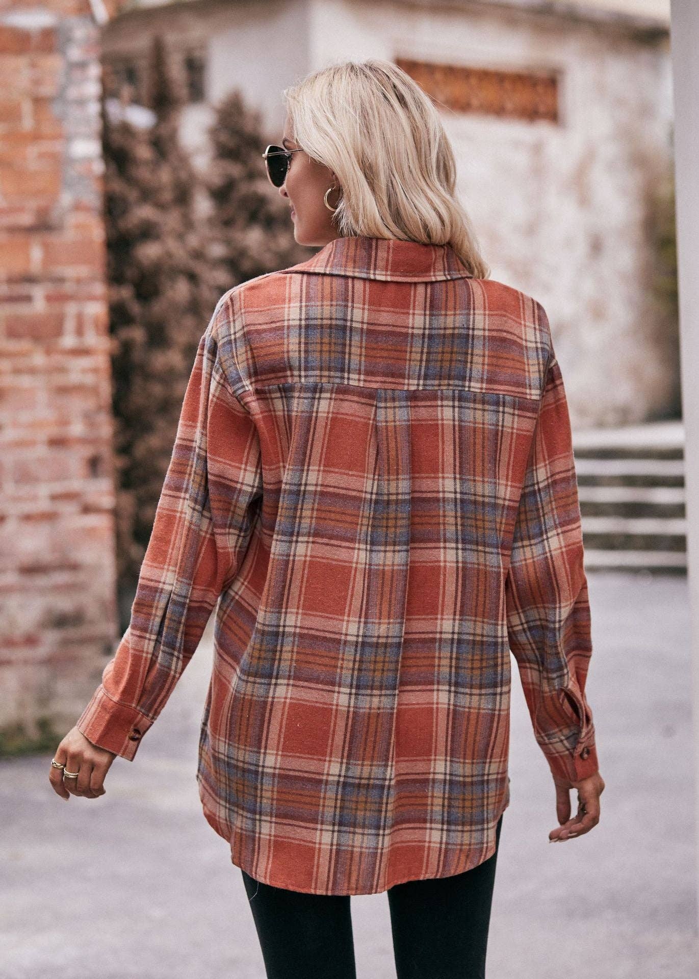 Women's Casual Oversized Loose Plaid Shirt
