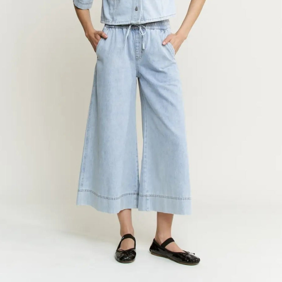 Mica Denim Cropped Wide Leg Pants