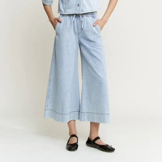 Mica Denim Cropped Wide Leg Pants
