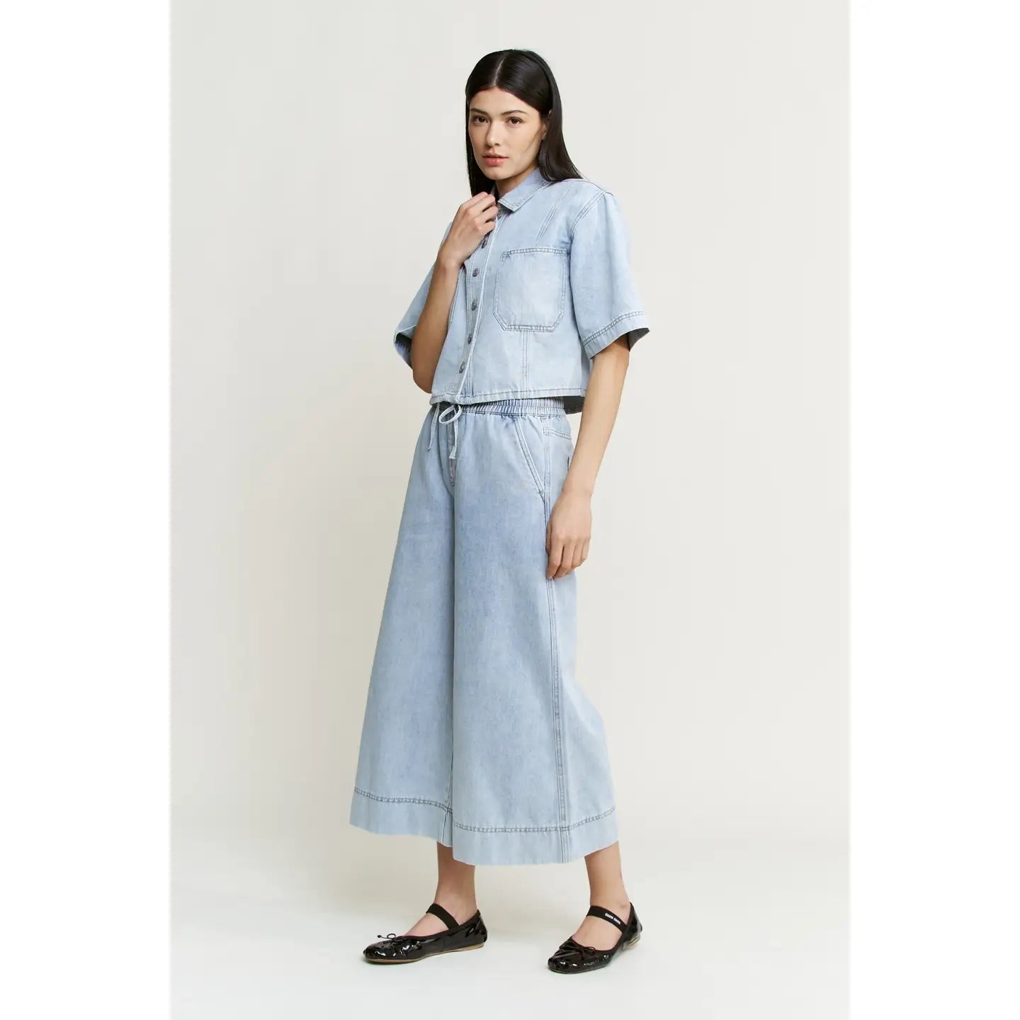 Mica Denim Cropped Wide Leg Pants
